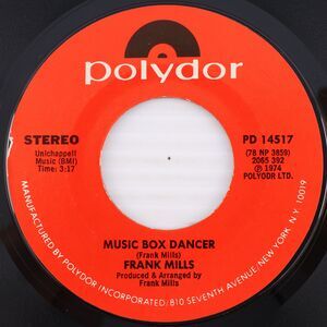 Frank Mills – Music Box Dancer / The Poet And I - 1978 45 rpm 7" Record PD 145